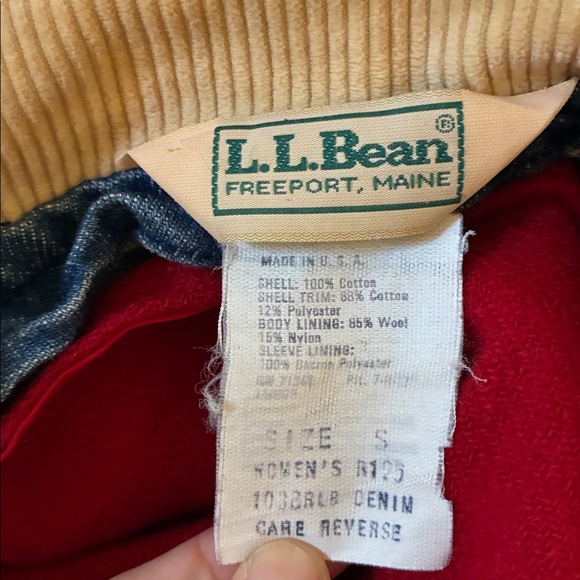 LL Bean vintage denim chore barn coat small blue wool lining - Picture 7 of 10